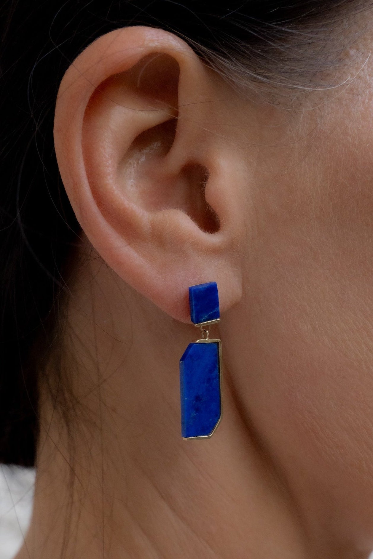 Lapis Lazuli Lateral Earrings - Cut