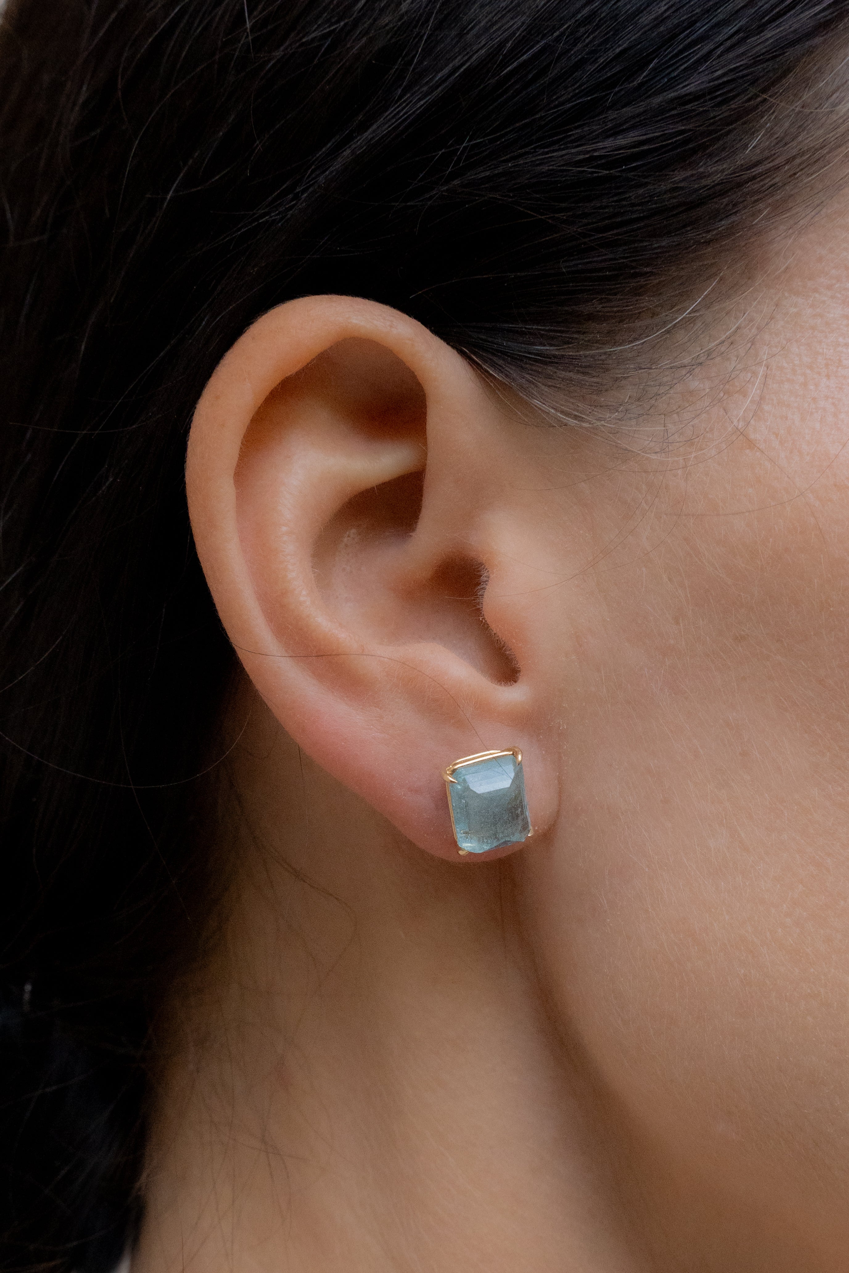 Classic Cut Aquamarine Trinket Earrings-Y18k