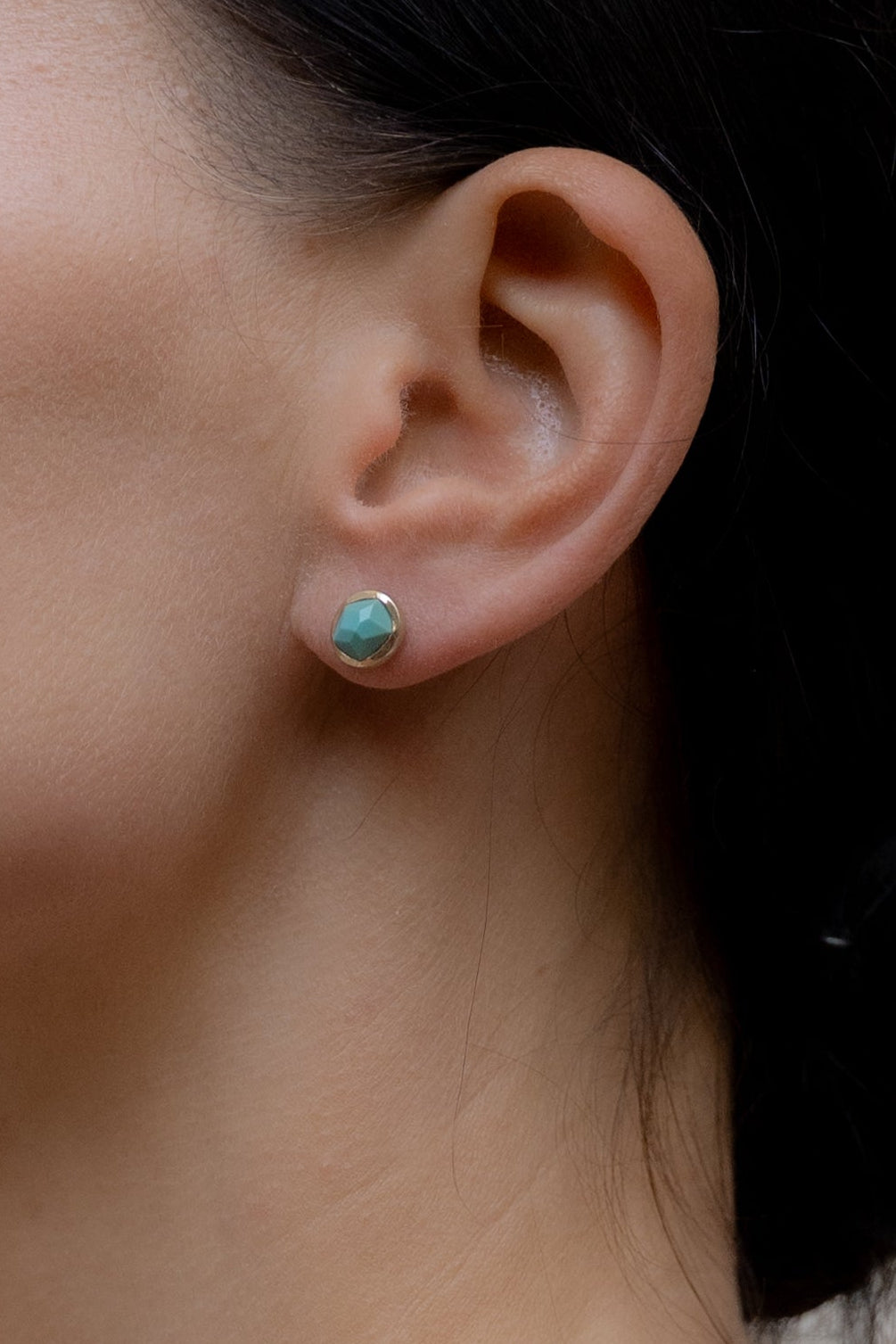 Classic Organic Turquoise & Black Onix Double Star Earrings-Y14k