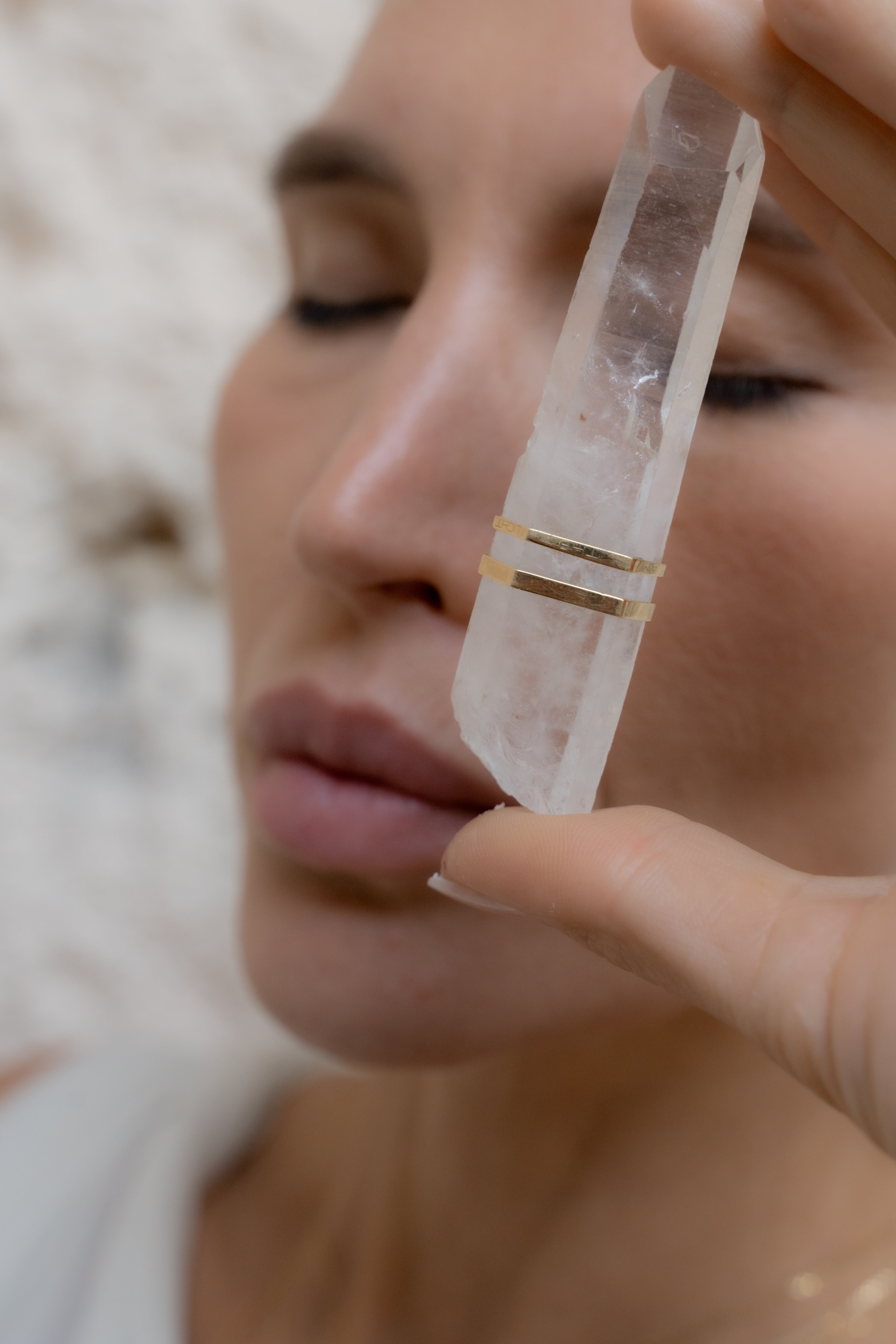 Meditation Raw Clear Quartz Double Band -Y14k