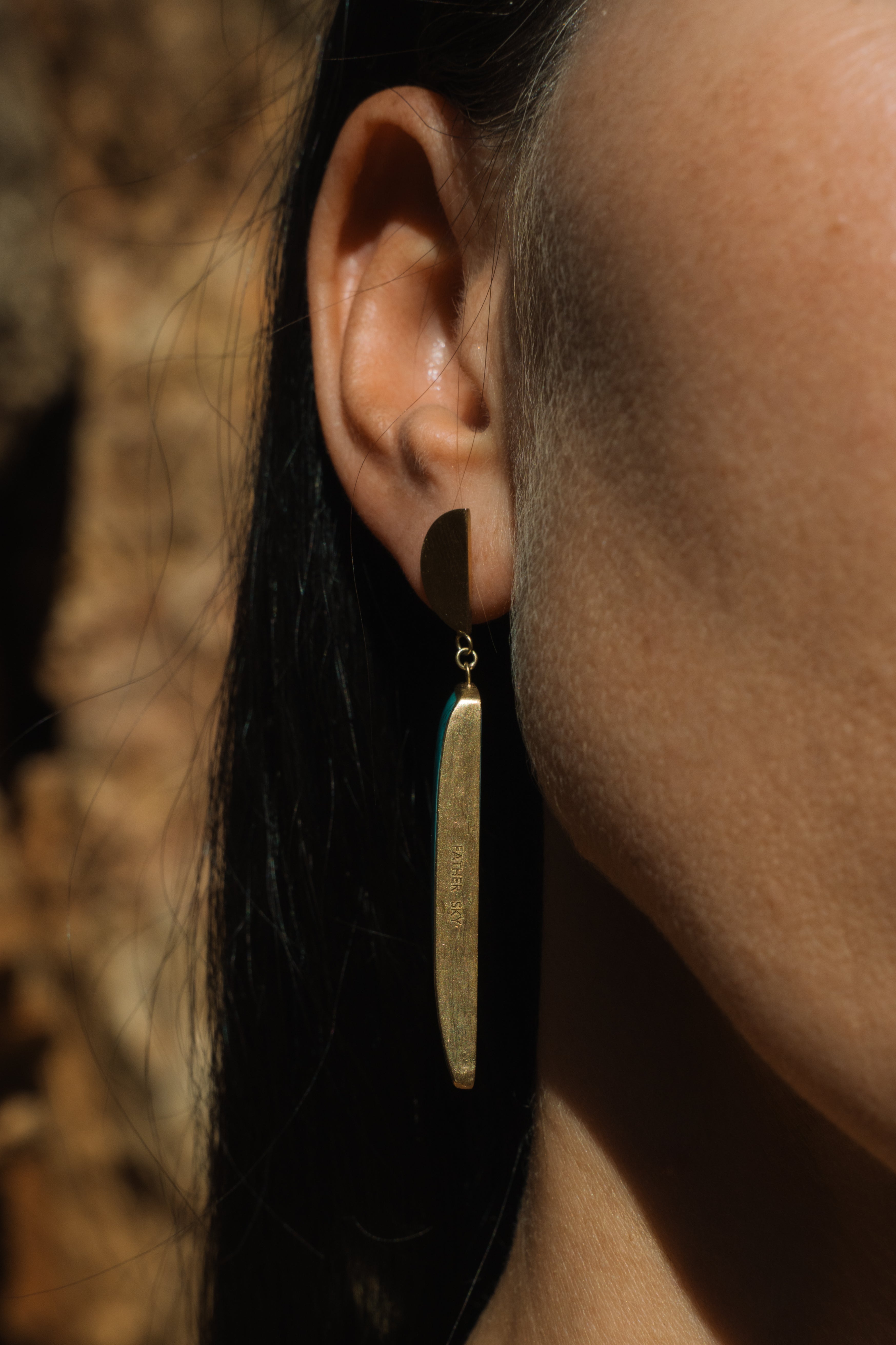 Nomade Cut Turquoise Lateral Earrings-Y14k