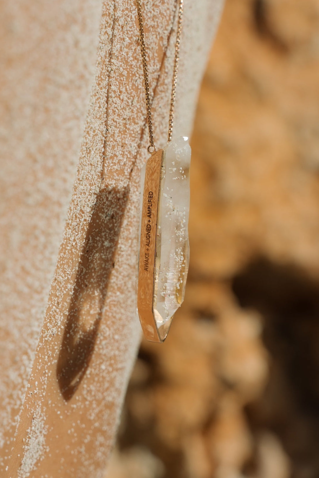 Classic Raw Clear Quartz Compass Amulet-Y14k