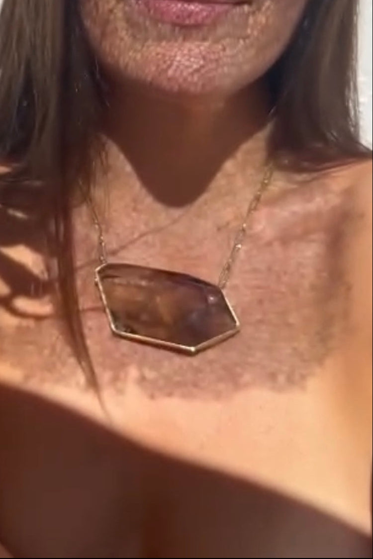 Smoky Quartz Wrap Amulet - Cut