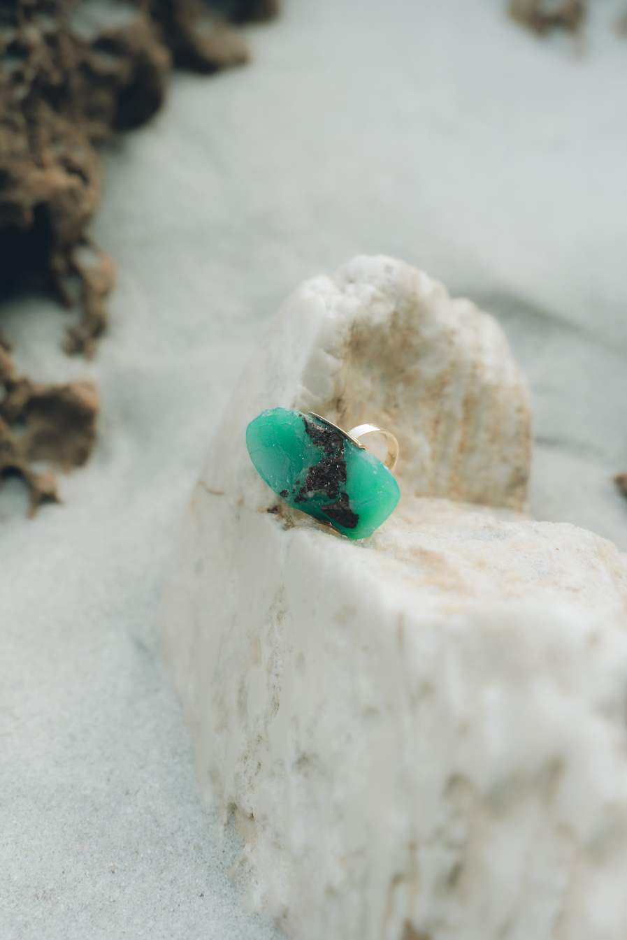 Classic Raw Chrysoprase Open Ring-Y14k