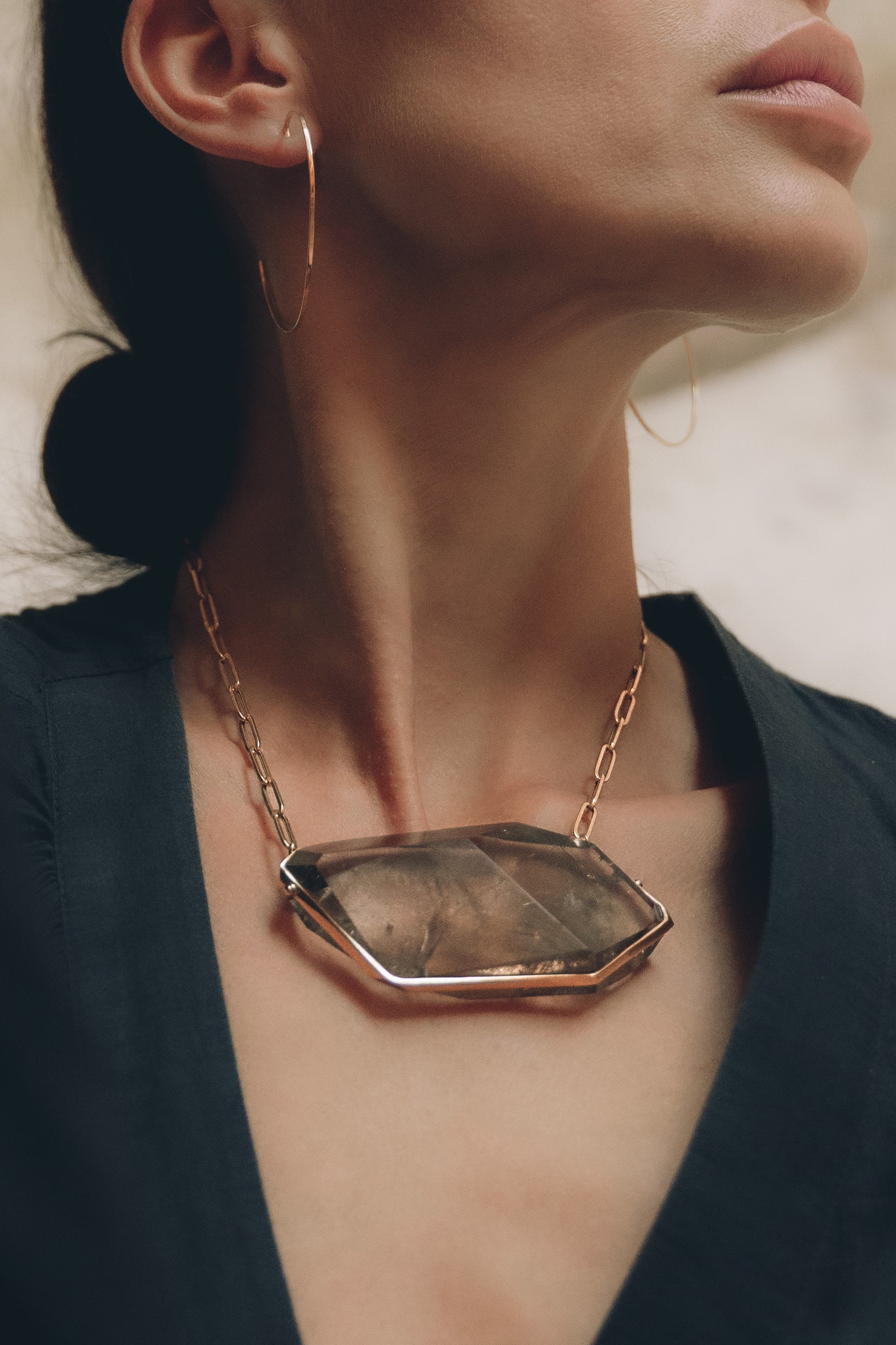 Smoky Quartz Wrap Amulet - Cut
